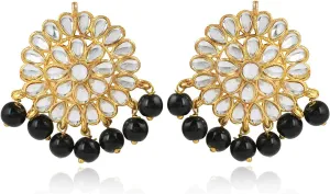 I Jewels Gold Plated Indian Kundan & Pearl Stud Earrings for Women (E2858B)