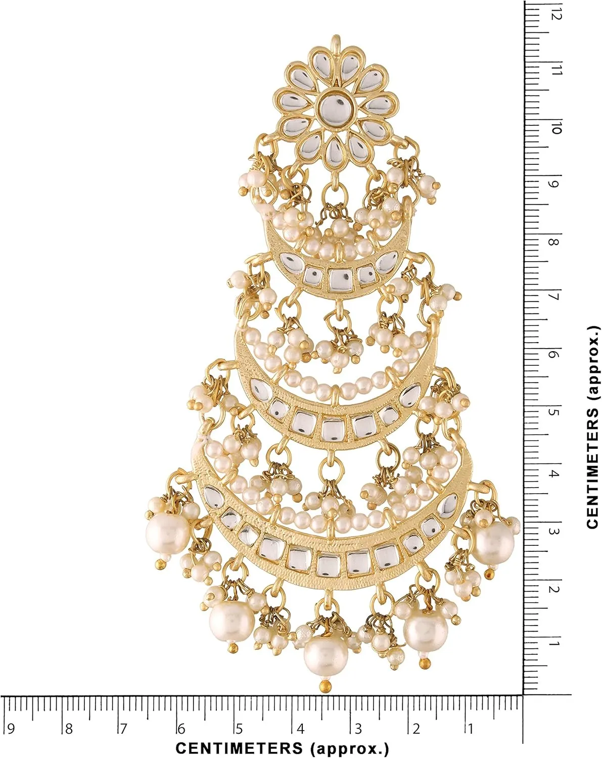 I Jewels Gold Plated Indian Stunning Antique Finish Chandbali Kundan & Pearl Earrings for Women (E2859-1)