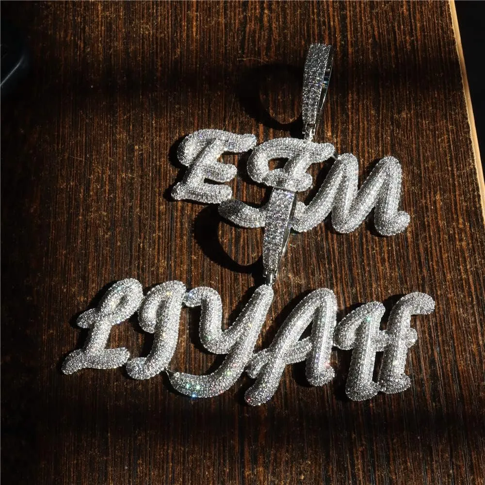 Iced Out Custom Name Pendant Necklace Hip Hop Signature Font Nameplate Chain Personalized Initial Letters Choker Jewelry for Men