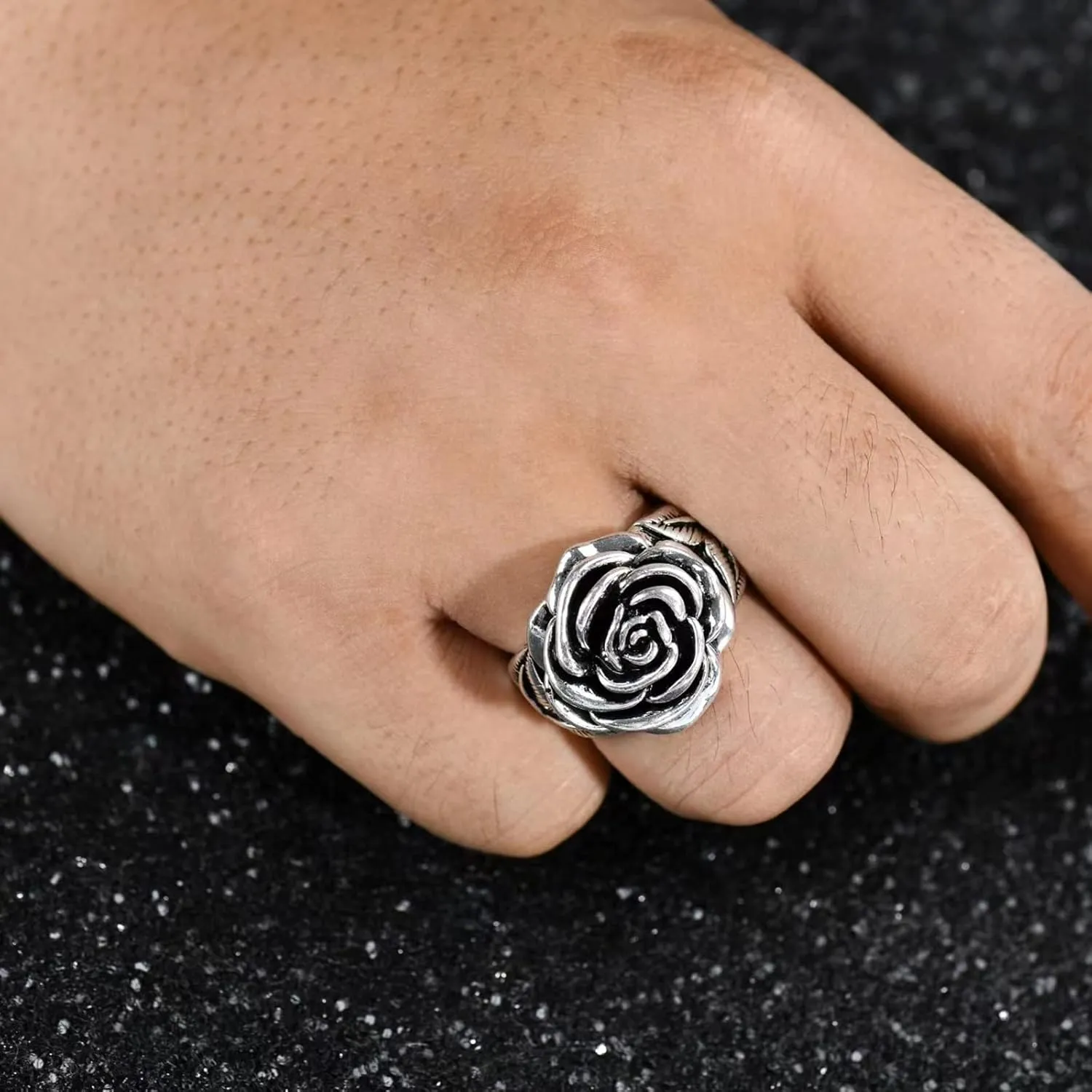 IDesign Rose Ring Retro Grunge Y2k Vintage Flower Ring For Women Mens