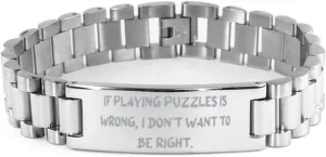 If Playing Puzzles is Wrong, I Don't Want. Ladder Bracelet, Puzzles Engraved Bracelet, Unique Idea Gifts For Puzzles from Friends, Friendship bracelet, Climbing bracelet, Gift for her, Unique gift,