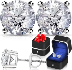 IGI Certified Diamond Earrings for Women Studs in Real Platinum - Anniversary Wedding Lab Grown Jewelry Birthday Gifts for Her- 4 Carat