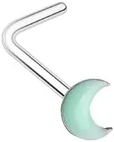Illuminating Glow in the Dark Moon L-Shape Nose Ring