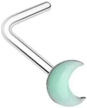 Illuminating Glow in the Dark Moon L-Shape Nose Ring