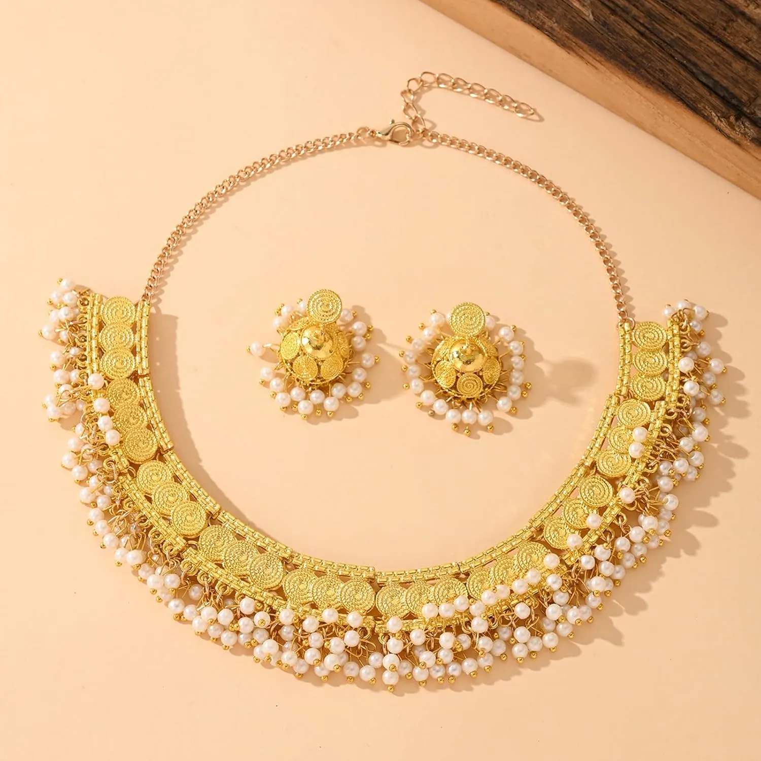 Indian Jewelry Sets for Women Jhumka Necklace Oxidized Choker Chain Earrings Silver Kundan Jewelry Sets