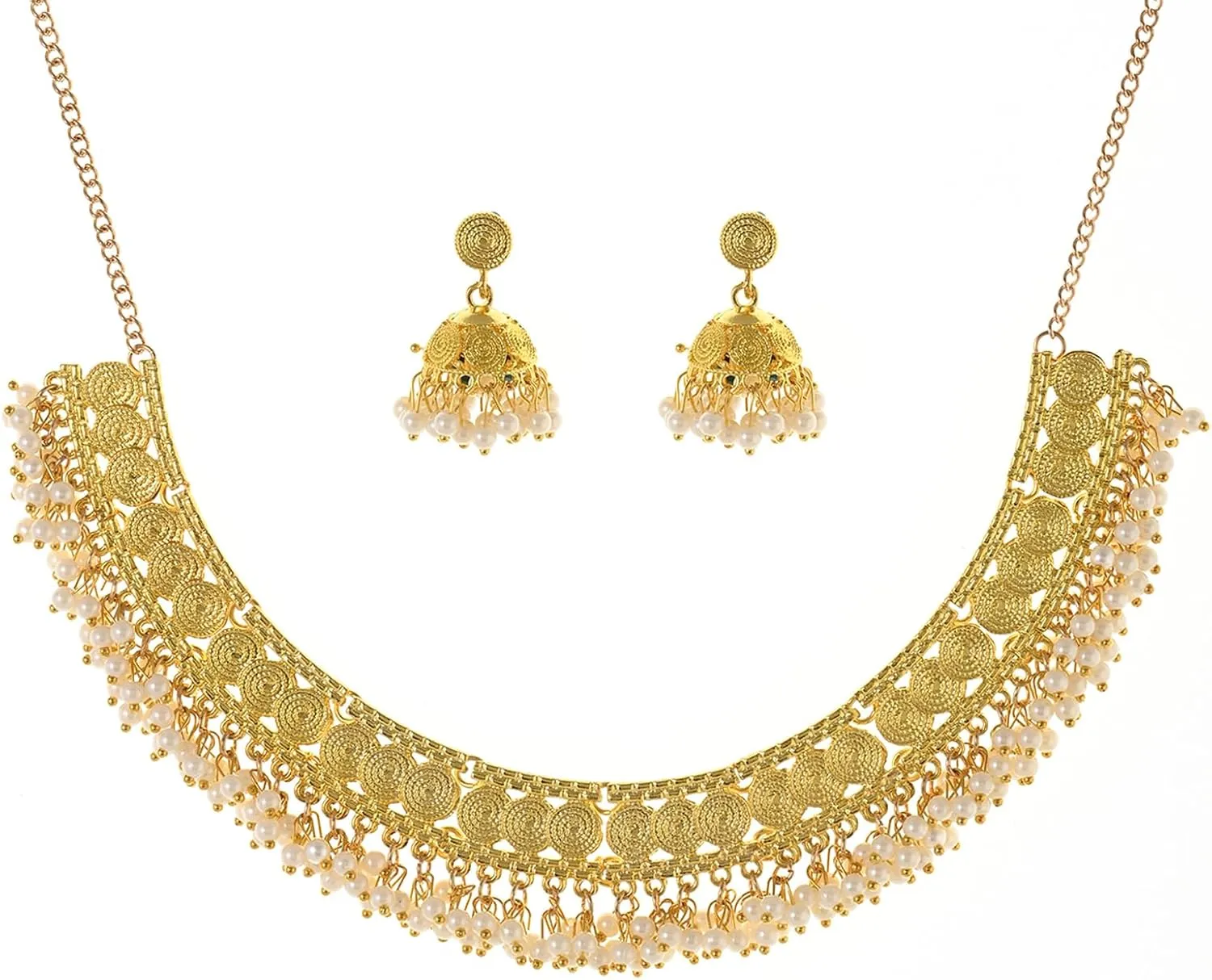 Indian Jewelry Sets for Women Jhumka Necklace Oxidized Choker Chain Earrings Silver Kundan Jewelry Sets