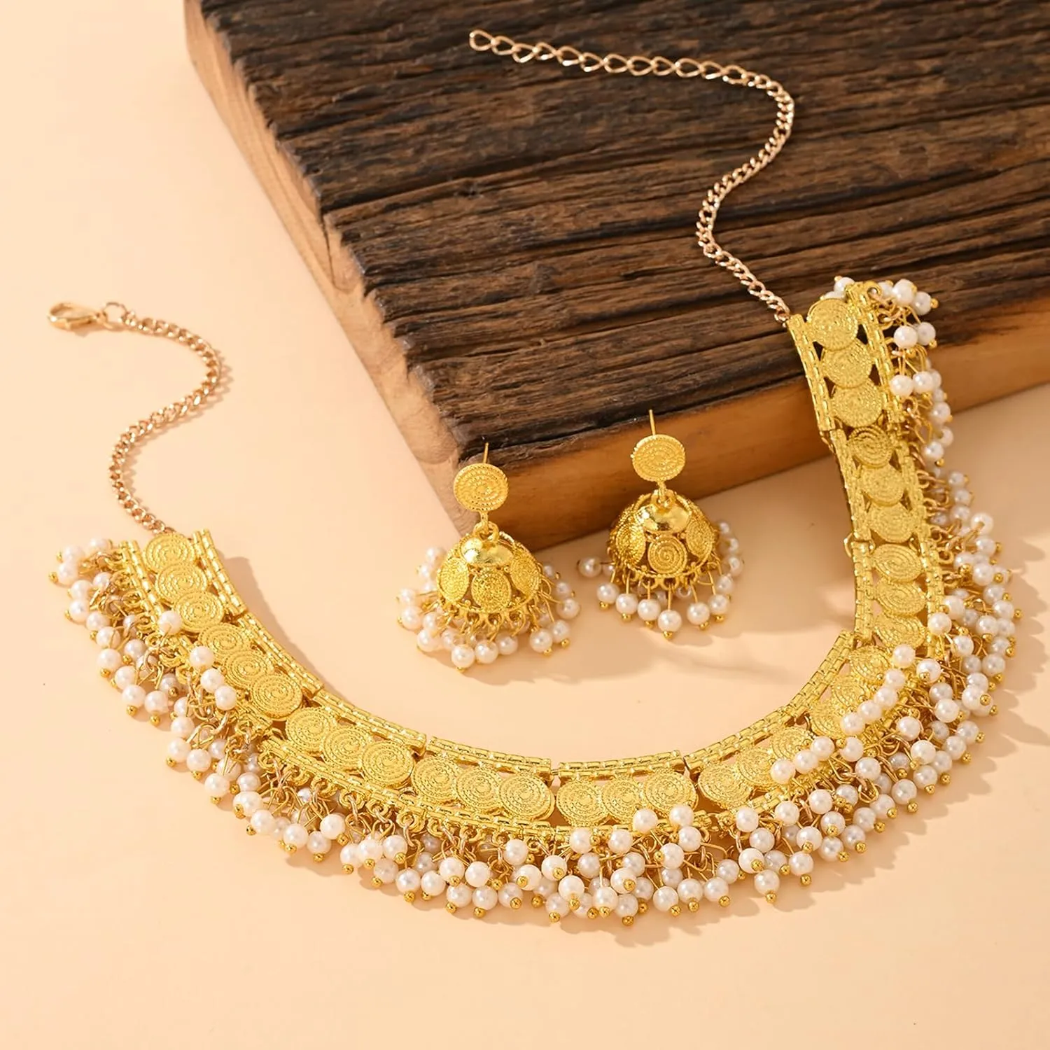 Indian Jewelry Sets for Women Jhumka Necklace Oxidized Choker Chain Earrings Silver Kundan Jewelry Sets