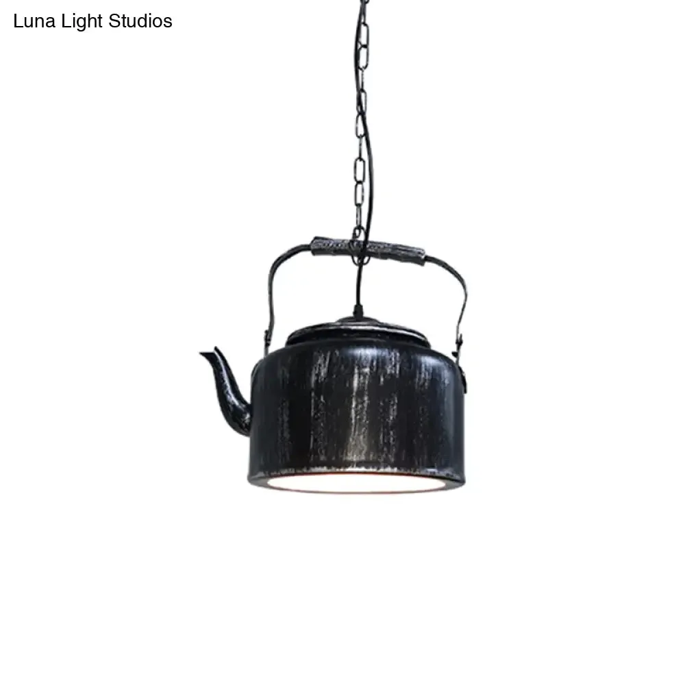 Industrial Art Deco Kettle Pendant Light Fixture - Metal Hanging Lamp