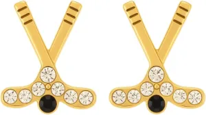 Infinity Collection Hockey Stick Earrings  Plated Studs with Sparkly Rhinestones, Ice Hockey Jewelry & Gifts for Female Players