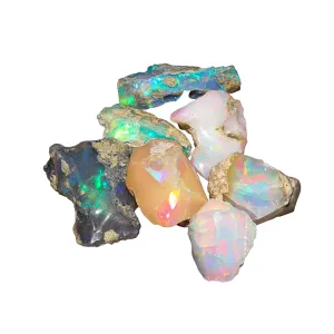InfinityGemsArt Opal Rough, 7pcs Mix Fire Natural Raw Ethiopian Opal Stone, Crystals Gemstone, Jewelry Making Supply, Chakra Energy Healing Stone, DIY-Crafts, Rainbow Opal