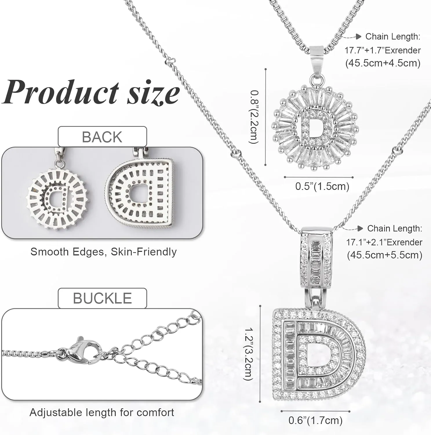 Initial Letter Necklace for Women 14k Silver Plated Dainty Necklaces Trendy Chunky Custom Layered Necklace Set Personalized Round Circle Zirconia A-Z Letter Chain Pendant Jewelry Gift