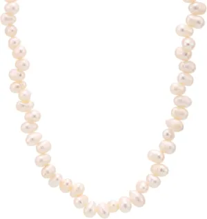 Irregular Imitation Pearl Choker Necklace, Titanium Steel Adjustable Chain Jewelry for Women, Elegant Daily & Evening Wear