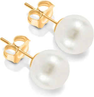 ISAAC WESTMAN White Freshwater Cultured Pearl Stud Earrings For Women - AAA High Luster, 14K White Gold