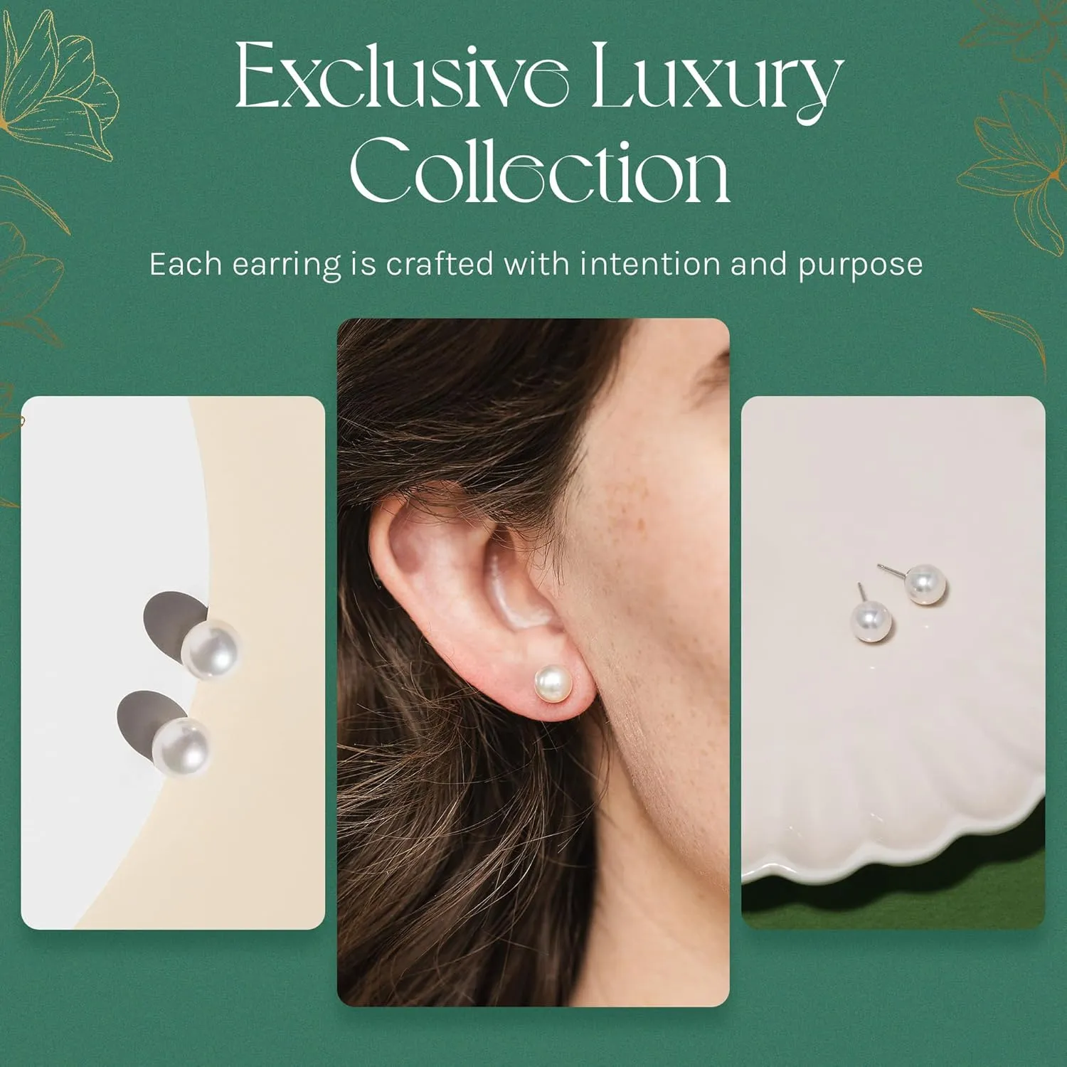 ISAAC WESTMAN White Freshwater Cultured Pearl Stud Earrings For Women - AAA High Luster, 14K White Gold