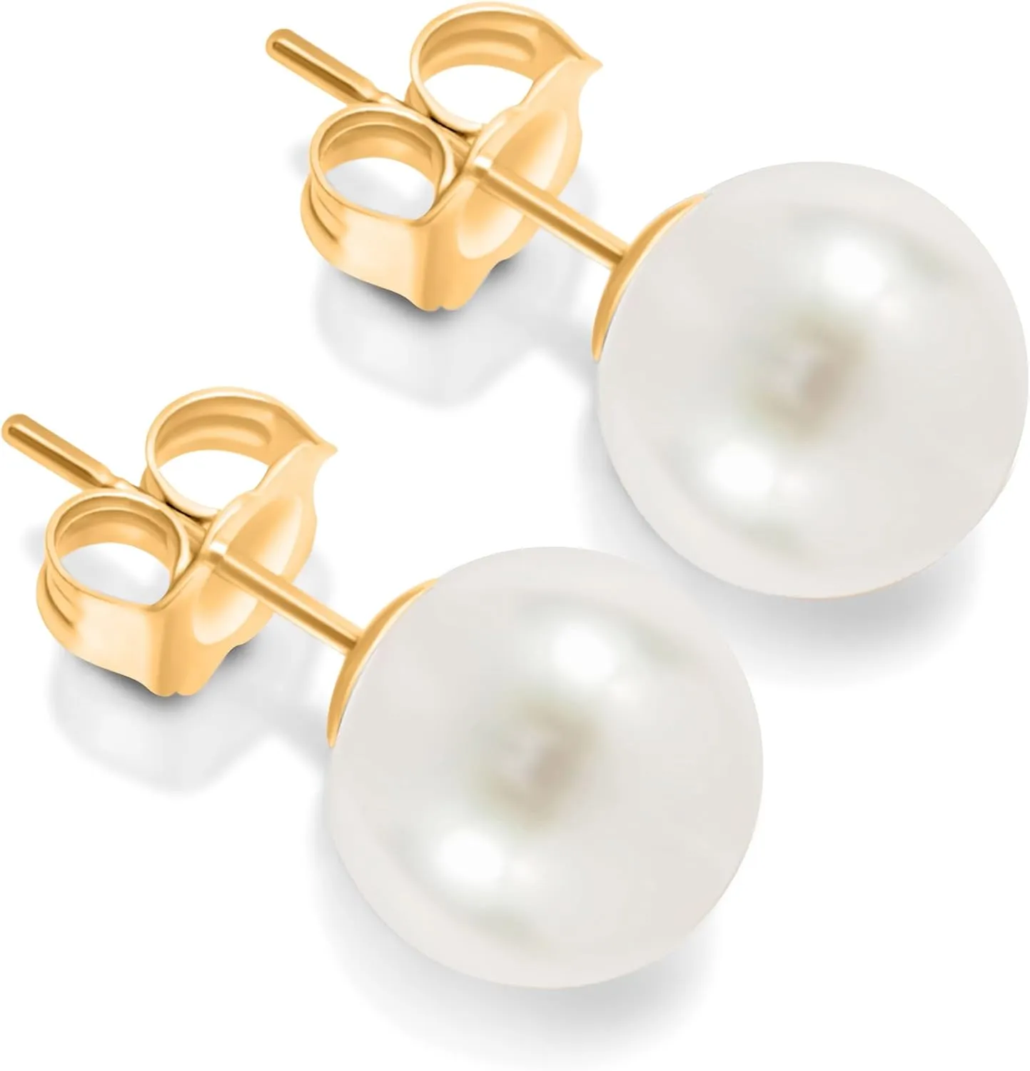 ISAAC WESTMAN White Freshwater Cultured Pearl Stud Earrings For Women - AAA High Luster, 14K White Gold