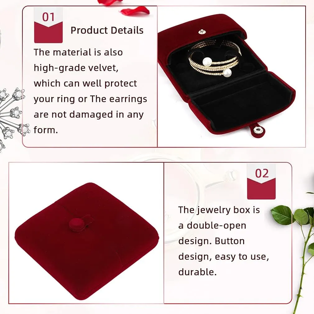 iSuperb Red Wine Velvet Bracelet Box Couple Proposal Jewelry Gift Box Engagement Ring Boxes Jewelry Display Storage for Wedding Anniversary (Bracelet box)