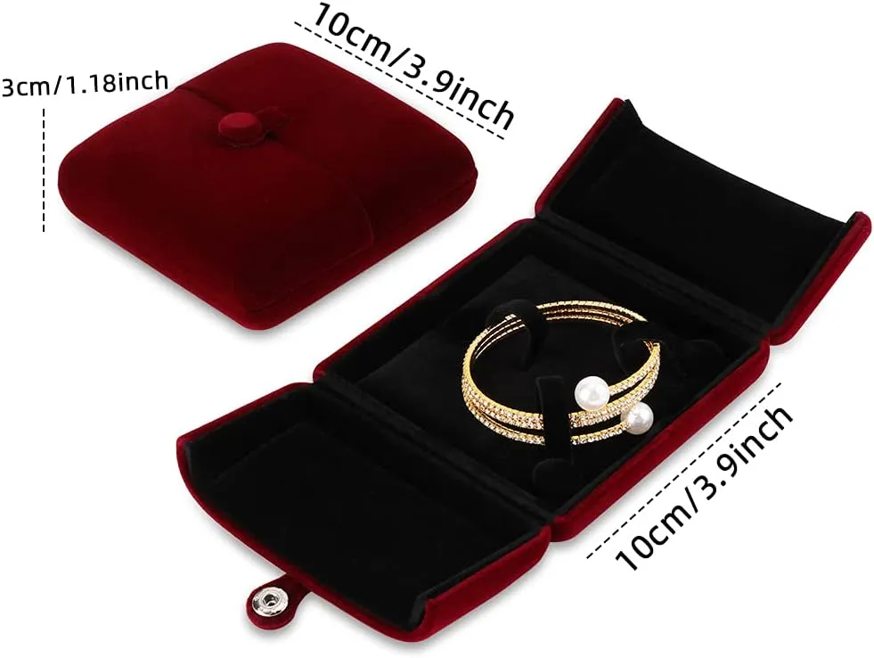 iSuperb Red Wine Velvet Bracelet Box Couple Proposal Jewelry Gift Box Engagement Ring Boxes Jewelry Display Storage for Wedding Anniversary (Bracelet box)