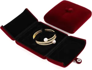 iSuperb Red Wine Velvet Bracelet Box Couple Proposal Jewelry Gift Box Engagement Ring Boxes Jewelry Display Storage for Wedding Anniversary (Bracelet box)