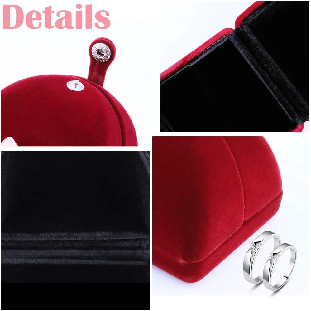 iSuperb Red Wine Velvet Ring Box Couple Proposal Jewelry Gift Box Engagement Ring Boxes Jewelry Display Storage for Wedding Anniversary