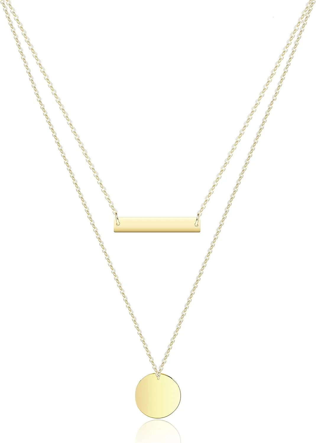 itianxi Dainty Bar Necklace for Women,Gold/Silver Cute Delicate Disc Necklcace,Trendy Elegant Dot Fashion Necklace