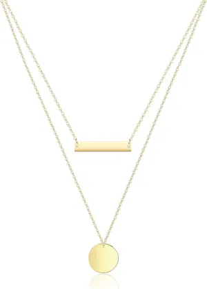 itianxi Dainty Bar Necklace for Women,Gold/Silver Cute Delicate Disc Necklcace,Trendy Elegant Dot Fashion Necklace