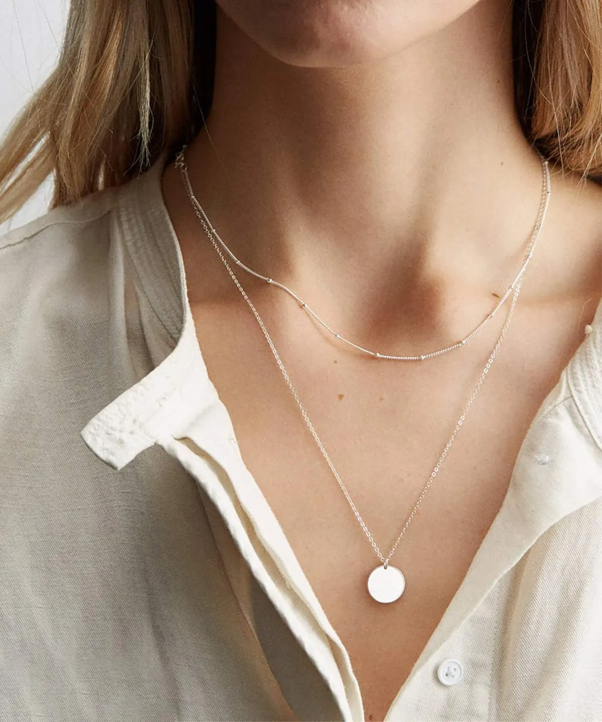 itianxi Dainty Bar Necklace for Women,Gold/Silver Cute Delicate Disc Necklcace,Trendy Elegant Dot Fashion Necklace