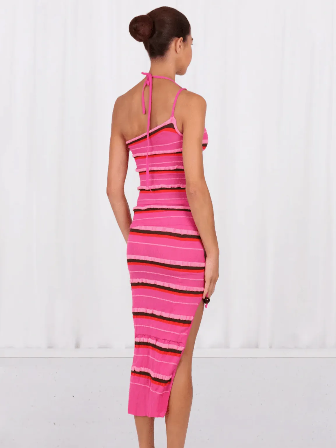 Jacquemus - La Maille Concha Top and Skirt in Dark Pink
