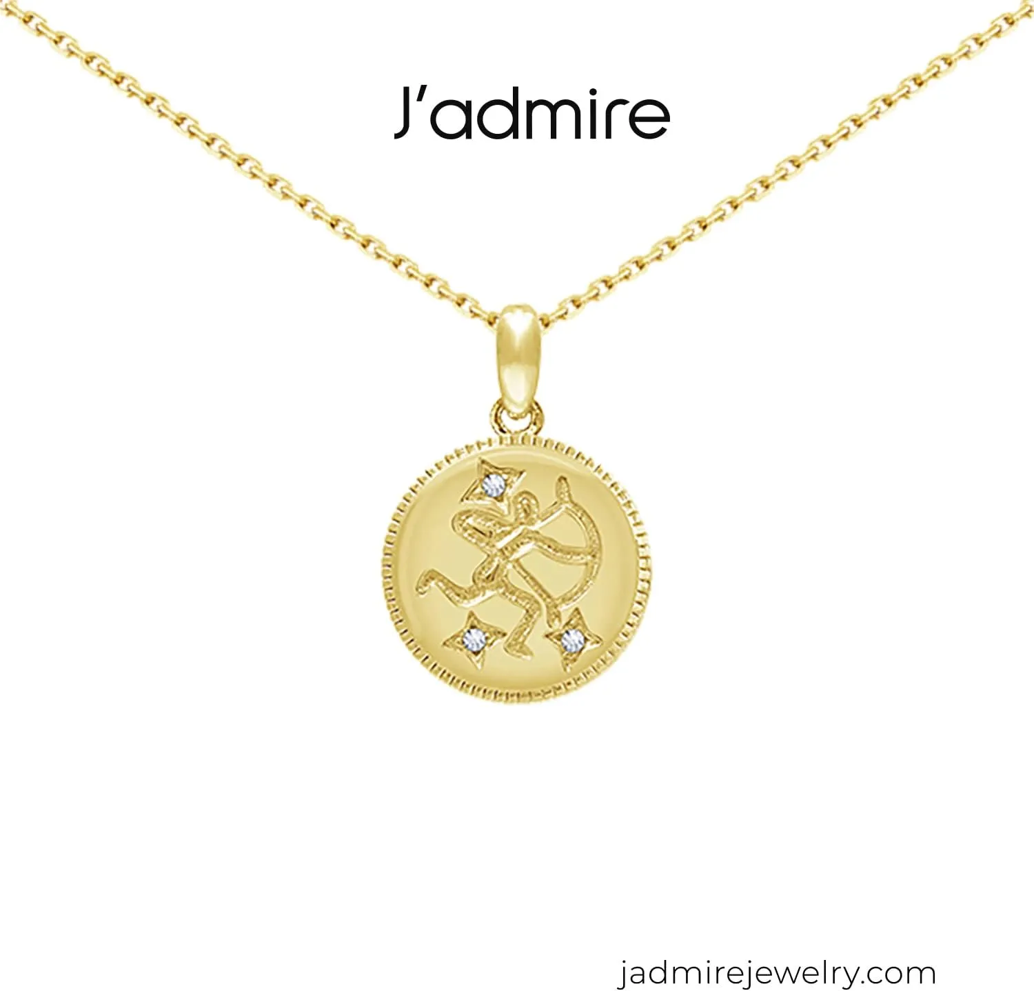 J'ADMIRE 14K Yellow Gold Clad Sterling Silver Zodiac Stars Pendant Necklace for Women Birthday Mother's Day Gift, 18"