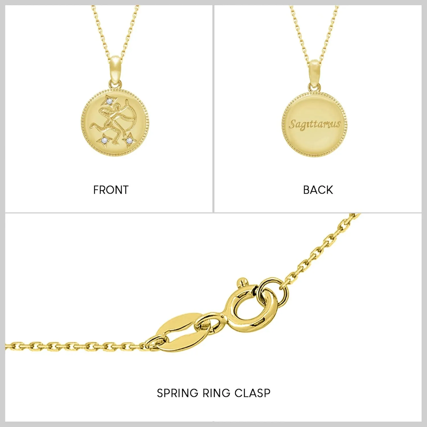 J'ADMIRE 14K Yellow Gold Clad Sterling Silver Zodiac Stars Pendant Necklace for Women Birthday Mother's Day Gift, 18"