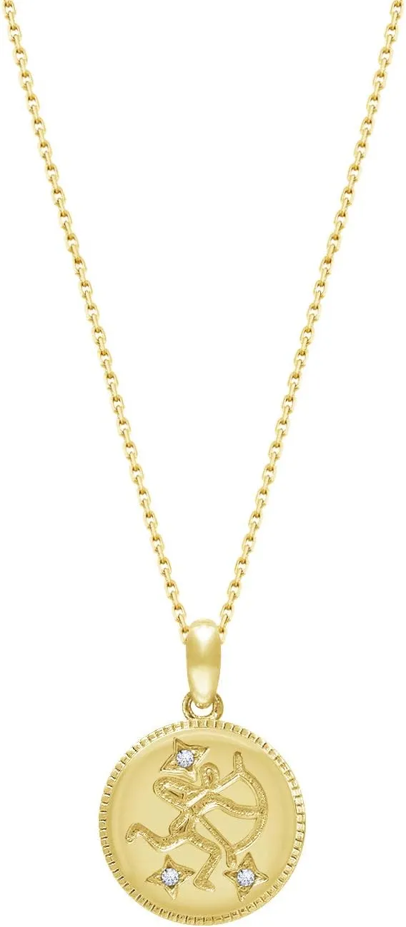 J'ADMIRE 14K Yellow Gold Clad Sterling Silver Zodiac Stars Pendant Necklace for Women Birthday Mother's Day Gift, 18"
