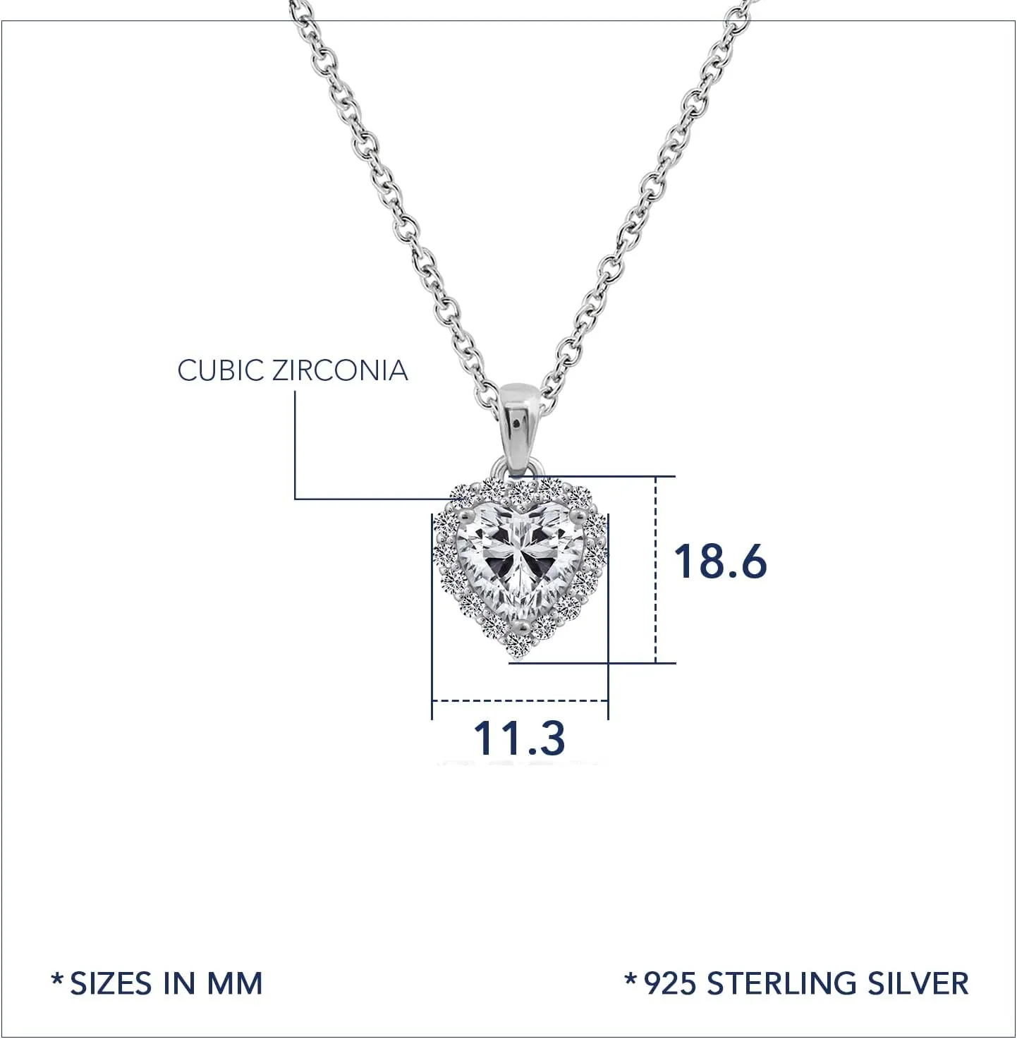 J'ADMIRE 2.5 cttw Simulated Gemstone Heart Halo with Cubic Zirconia Accents Birthstone Pendant Necklace for Women Mother's Day Gift, Platinum Plated Sterling Silver