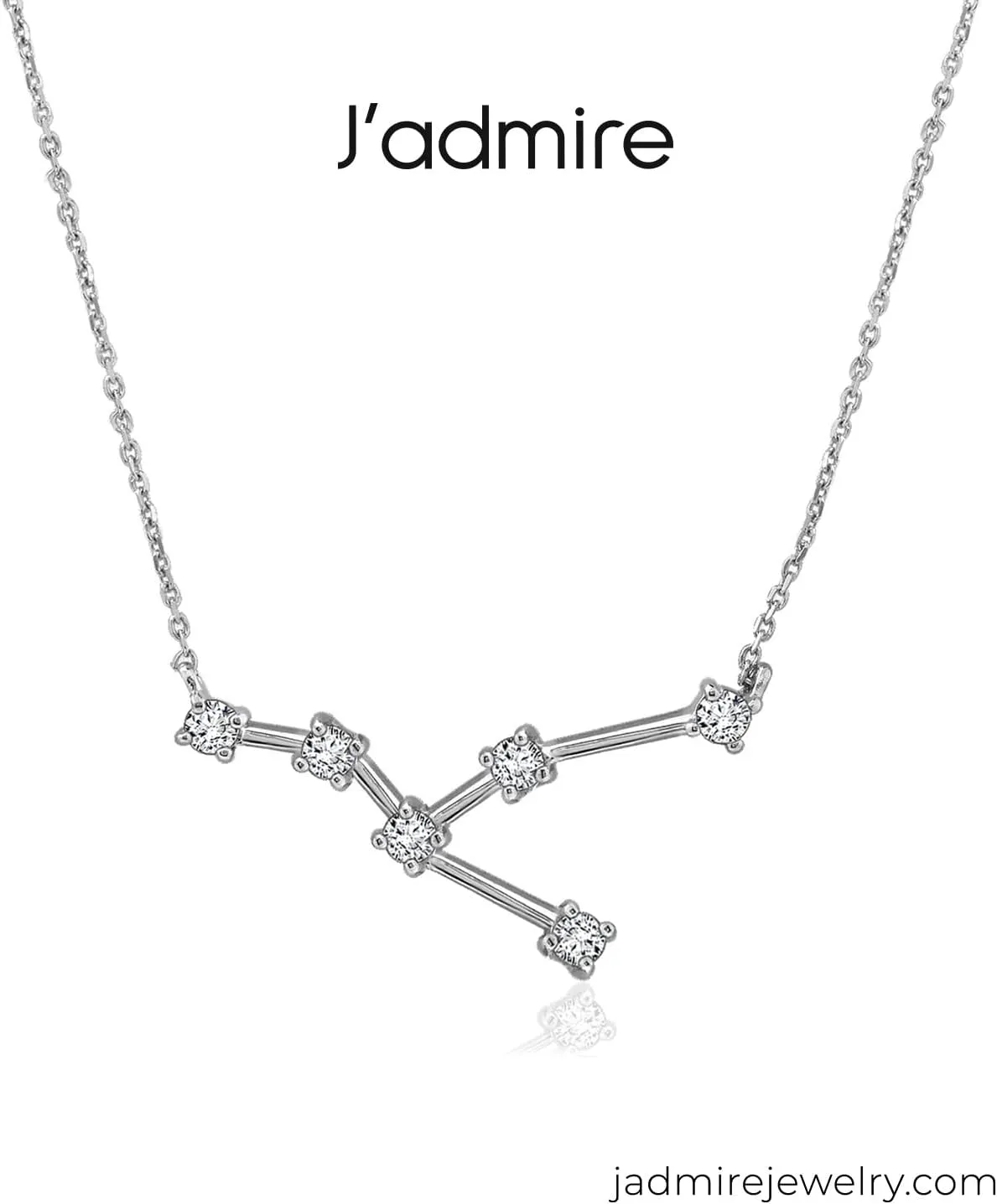 J'ADMIRE Horoscope Collection - Platinum Plated Sterling Silver 0.3 cttw Cubic Zirconia Horoscope Zodiac Star Symbol Pendant Necklace for Women Mother's Day Gift, 16"   2" Extender