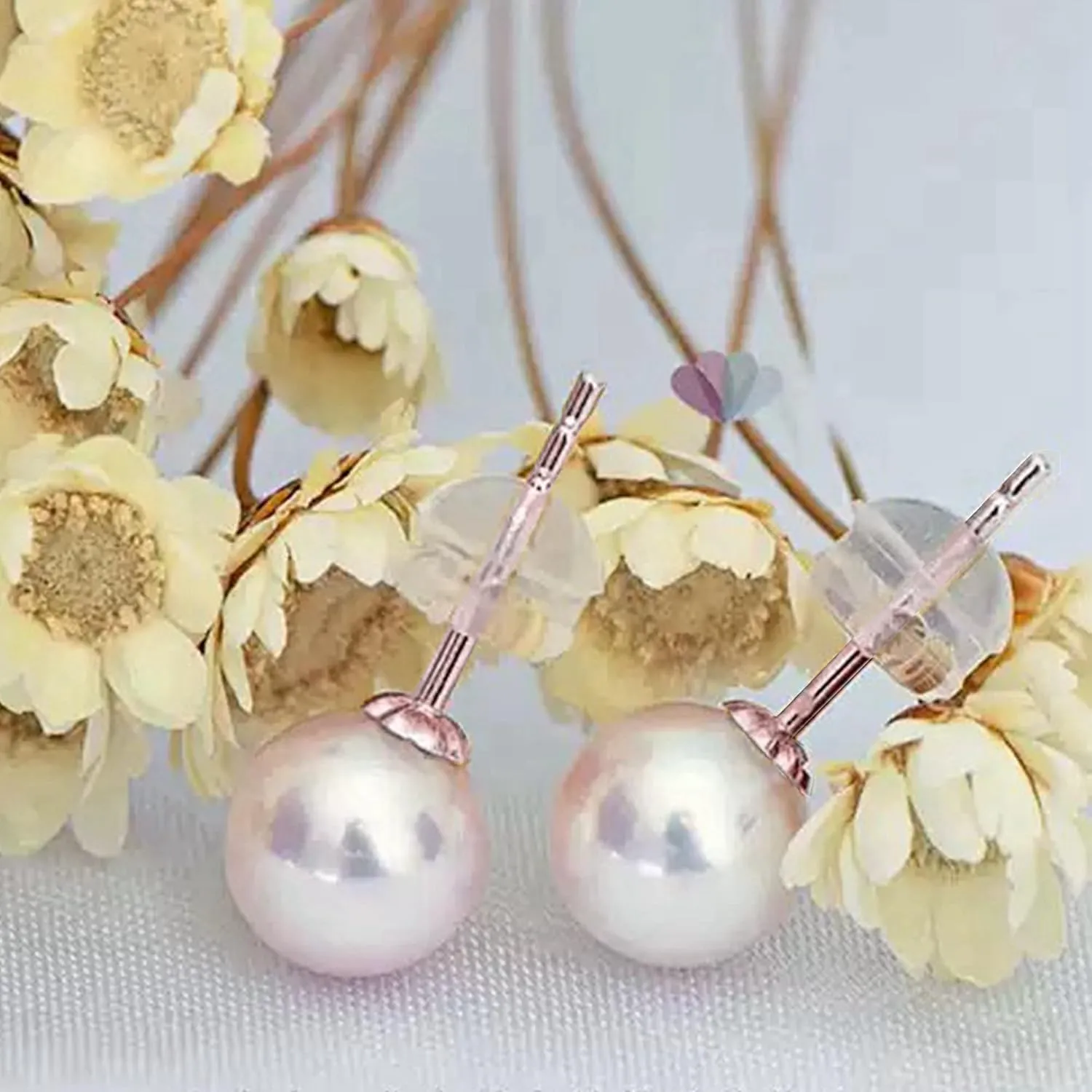 Japanese Akoya Cultured Pearl Stud Earrings 18K Solid Yellow White or Rose gold 5.5-6mm; 7-7.5mm; 7.5-8mm; 8-8.5mm; 8.5-9mm;9-9.5mm; 9.5-10mm by Lily Treacy June Birthstone
