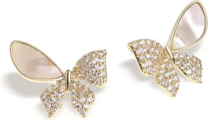 JeanBeau Snowflake Bow Heart Stud Earrings for Women Teen, Cute Sparkly Cubic Zirconia Rhinestone Shell Cartilage Hypoallergenic Holiday Prom Wedding Fashion Jewelry Gift