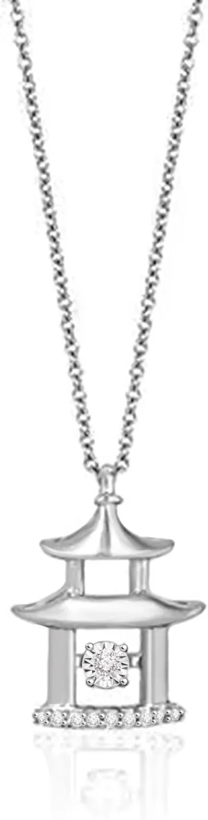 Jewelili Enchanted Disney Fine Jewelry Sterling Silver 1/20 CTTW Mulan Dancing Diamond Pendant