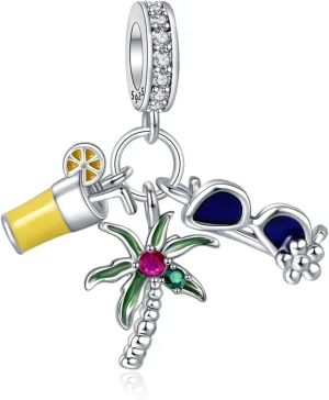 Jewelry Ocean Charms 925 Sterling Silver Sea Penguins Turtle Pearls Coconut Trees Anchors Pendant Beads for Women fit Bracelets Summer Birthday Christmas for Granddaughters