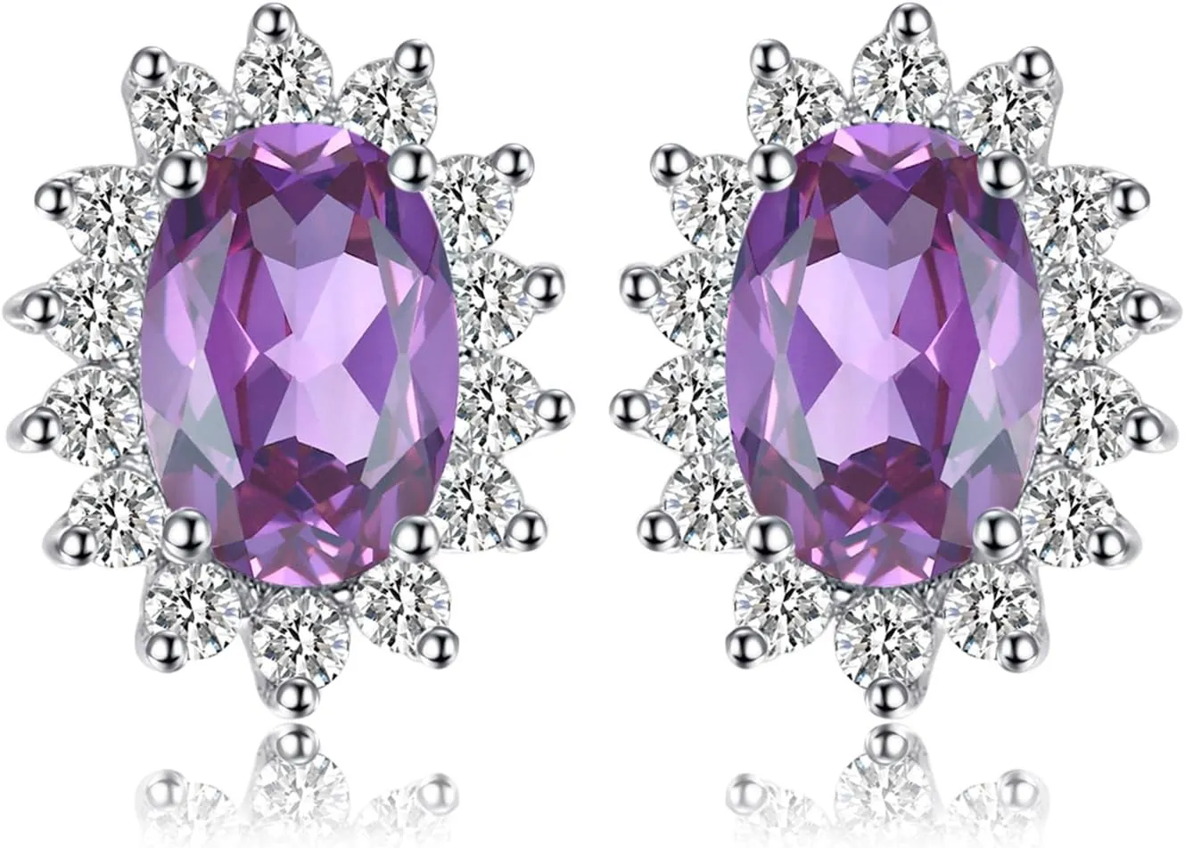 JewelryPalace Princess Diana Kate Middleton Class Gemstone Birthstone Sapphire Emerald Ruby Stud Earrings for Women, 14k Yellow Gold Plated 925 Sterling Silver Earrings for Women, Earings Set