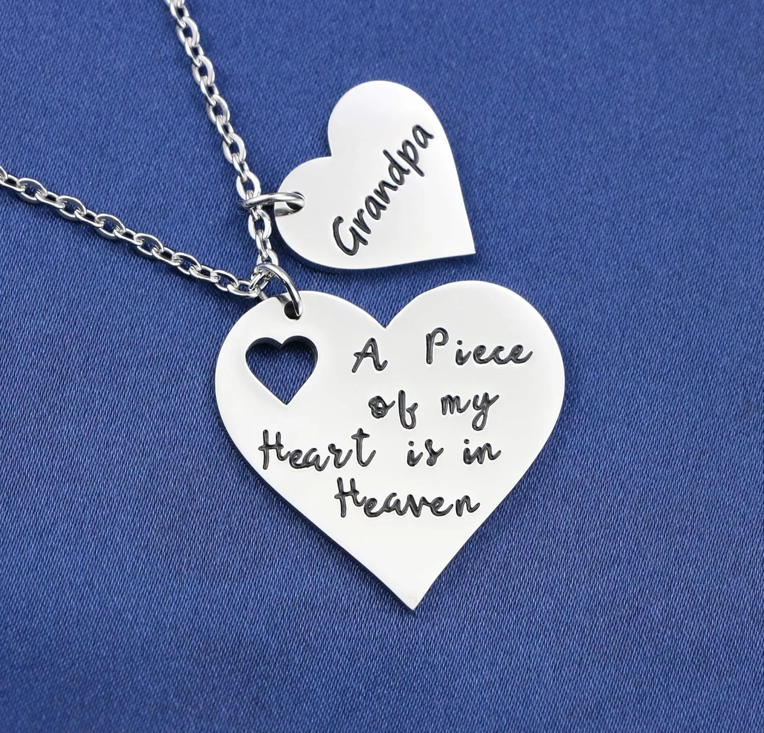 JoycuFF A Piece of My Heart is in Heaven Memorial Gifts for Loss of Loved One Stainless Steel Silver Pendant Necklace Sympathy Gifts for Women Sister