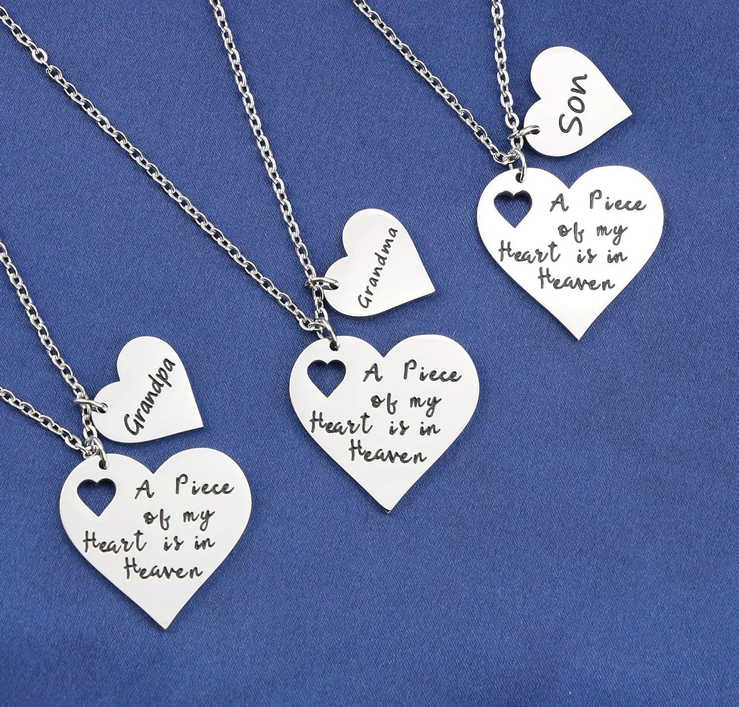 JoycuFF A Piece of My Heart is in Heaven Memorial Gifts for Loss of Loved One Stainless Steel Silver Pendant Necklace Sympathy Gifts for Women Sister