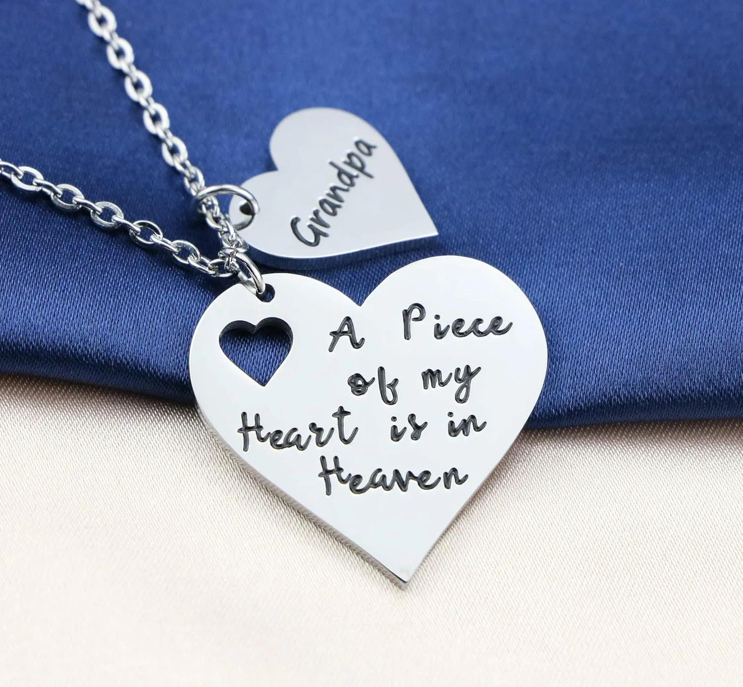 JoycuFF A Piece of My Heart is in Heaven Memorial Gifts for Loss of Loved One Stainless Steel Silver Pendant Necklace Sympathy Gifts for Women Sister