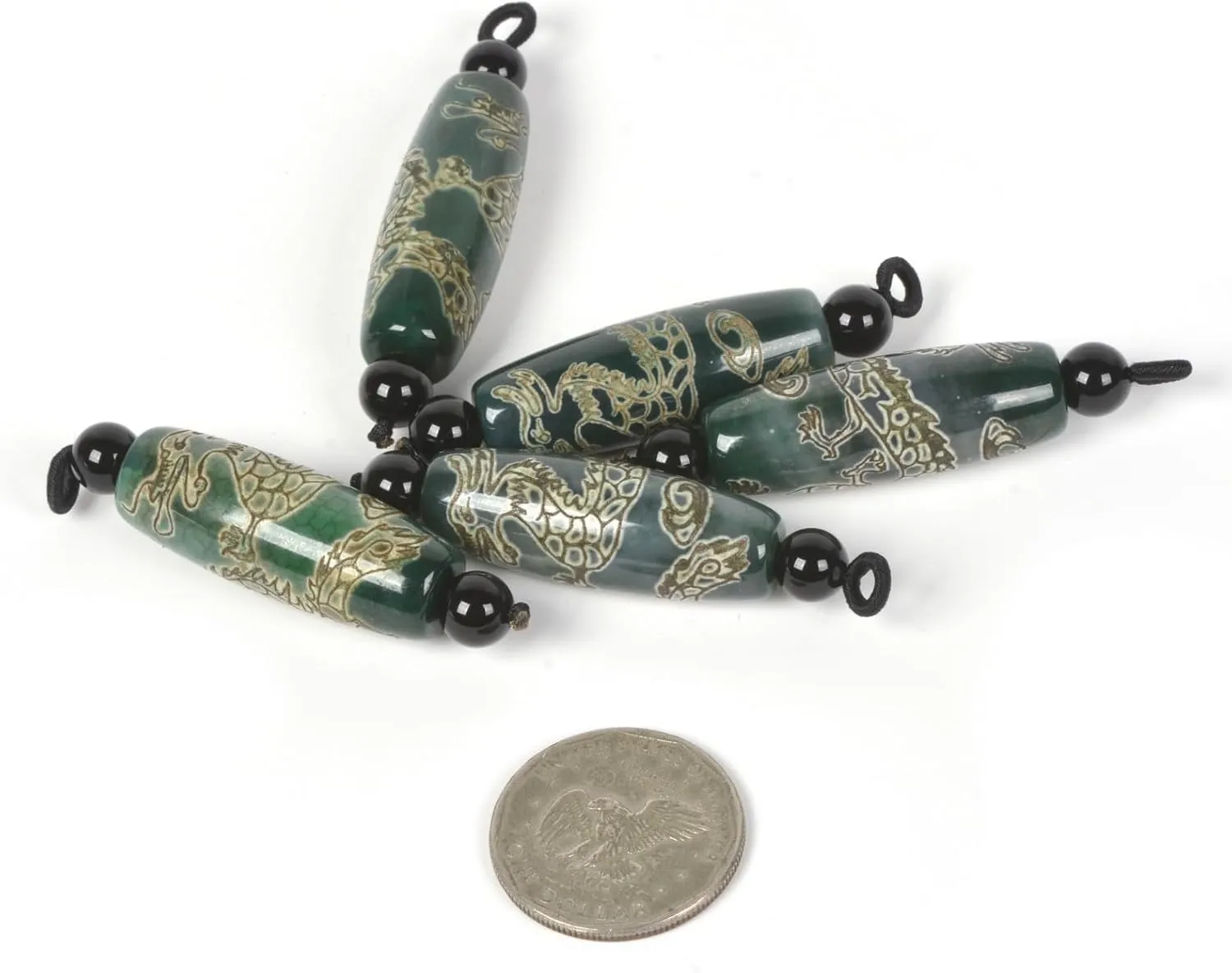 Justinstones 40mm Healing Tibetan Agate Evil Eye Cylinder Tube Dzi Drum Pendant Bead Jewelry Necklace 22 Inch