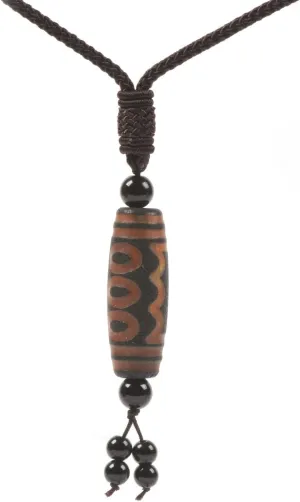 Justinstones Natural Tibetan Agate Evil Eye Cylinder Tube dzi Drum beads Pendant Hand Weaving Cord necklace 26 Inch