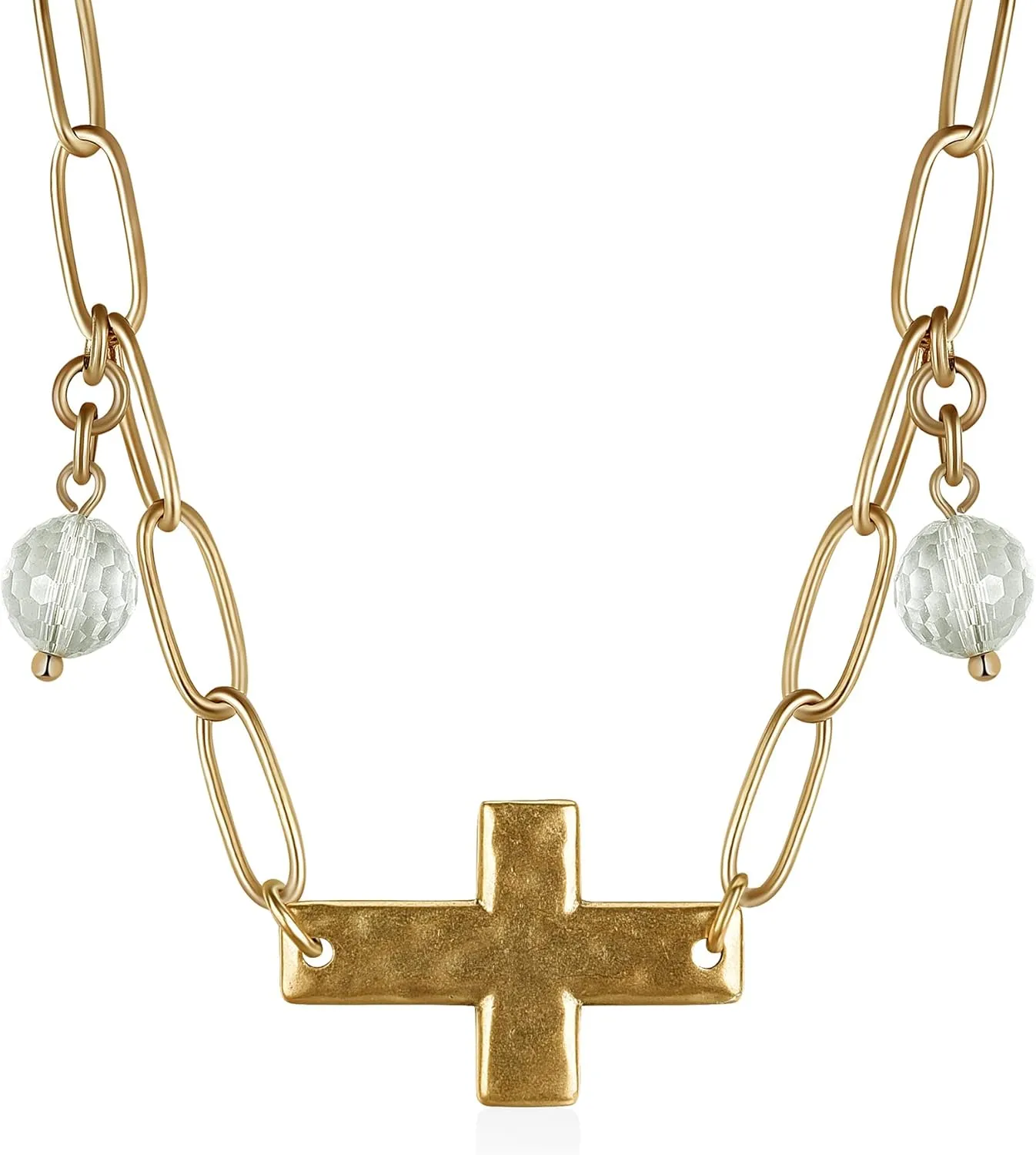 Katia Designs 'Have Faith' Cross Necklace - Inspirational Long Chain for Women, Elegant Boho & Layered Style, Spiritual Accessory