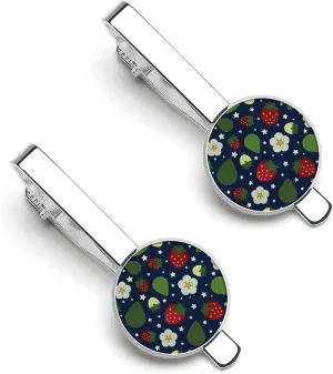 Kawaii Strawberry Tie Clips for Men 2 Pcs Necktie Bar Pinch Clothing Accessories Suitable for Wedding Business Anniversary