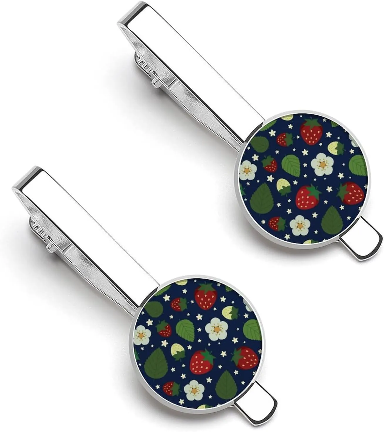 Kawaii Strawberry Tie Clips for Men 2 Pcs Necktie Bar Pinch Clothing Accessories Suitable for Wedding Business Anniversary