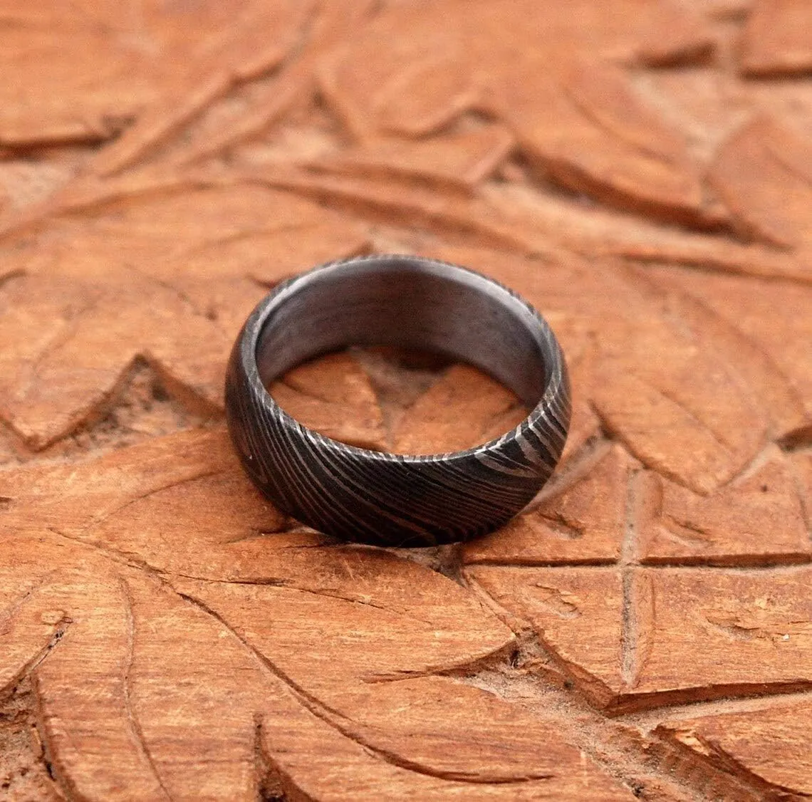 KE-225-AT Damascus Steel Ring Custom and Handmade Damascus Ring Damascus Steel Engagement Ring Anniversary Ring Fathers Day Ring Wedding Band Rings (Color Might be Slightly Different)