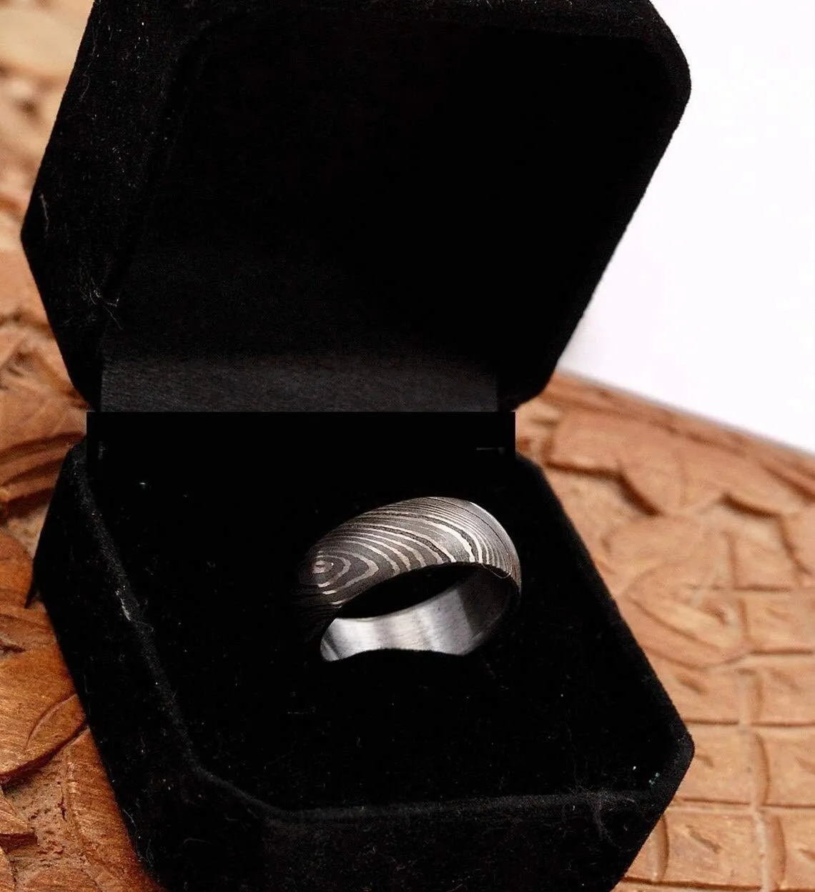 KE-225-AT Damascus Steel Ring Custom and Handmade Damascus Ring Damascus Steel Engagement Ring Anniversary Ring Fathers Day Ring Wedding Band Rings (Color Might be Slightly Different)