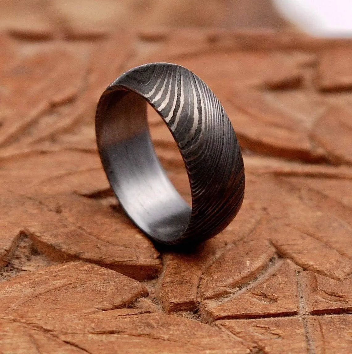 KE-225-AT Damascus Steel Ring Custom and Handmade Damascus Ring Damascus Steel Engagement Ring Anniversary Ring Fathers Day Ring Wedding Band Rings (Color Might be Slightly Different)