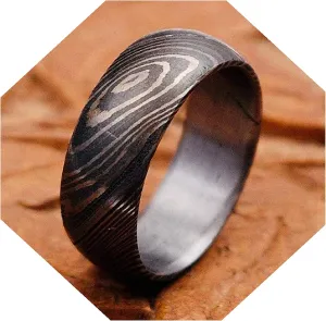 KE-225-AT Damascus Steel Ring Custom and Handmade Damascus Ring Damascus Steel Engagement Ring Anniversary Ring Fathers Day Ring Wedding Band Rings (Color Might be Slightly Different)