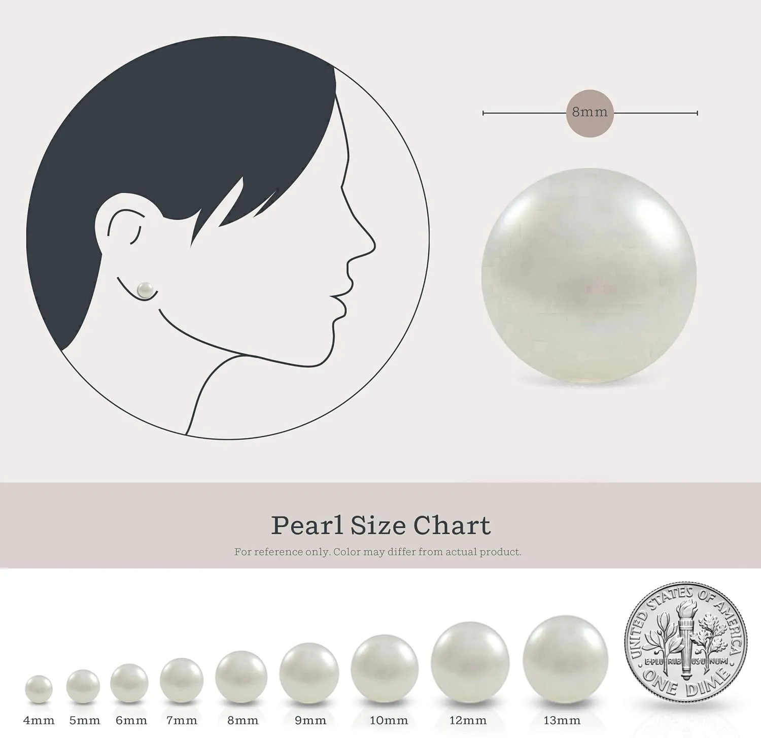 KEZEF Pearl Stud Earrings for Women 14K Real Gold Freshwater Cultured Pearl Earrings with Butterfly 14K Gold Back with Silicone